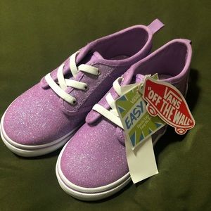 NWT Little Girls Purple Glitter Vans Size 10